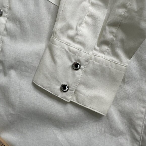 NWT Wrangler Women's Rhinestone Snap USA Stars Top Size XL White Red Blue - Picture 4 of 10